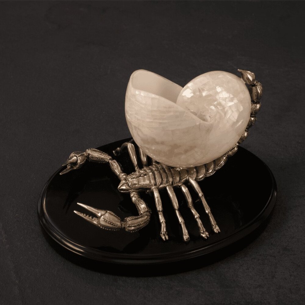 Silver Plated Scorpio with Crack Kabibi Shell